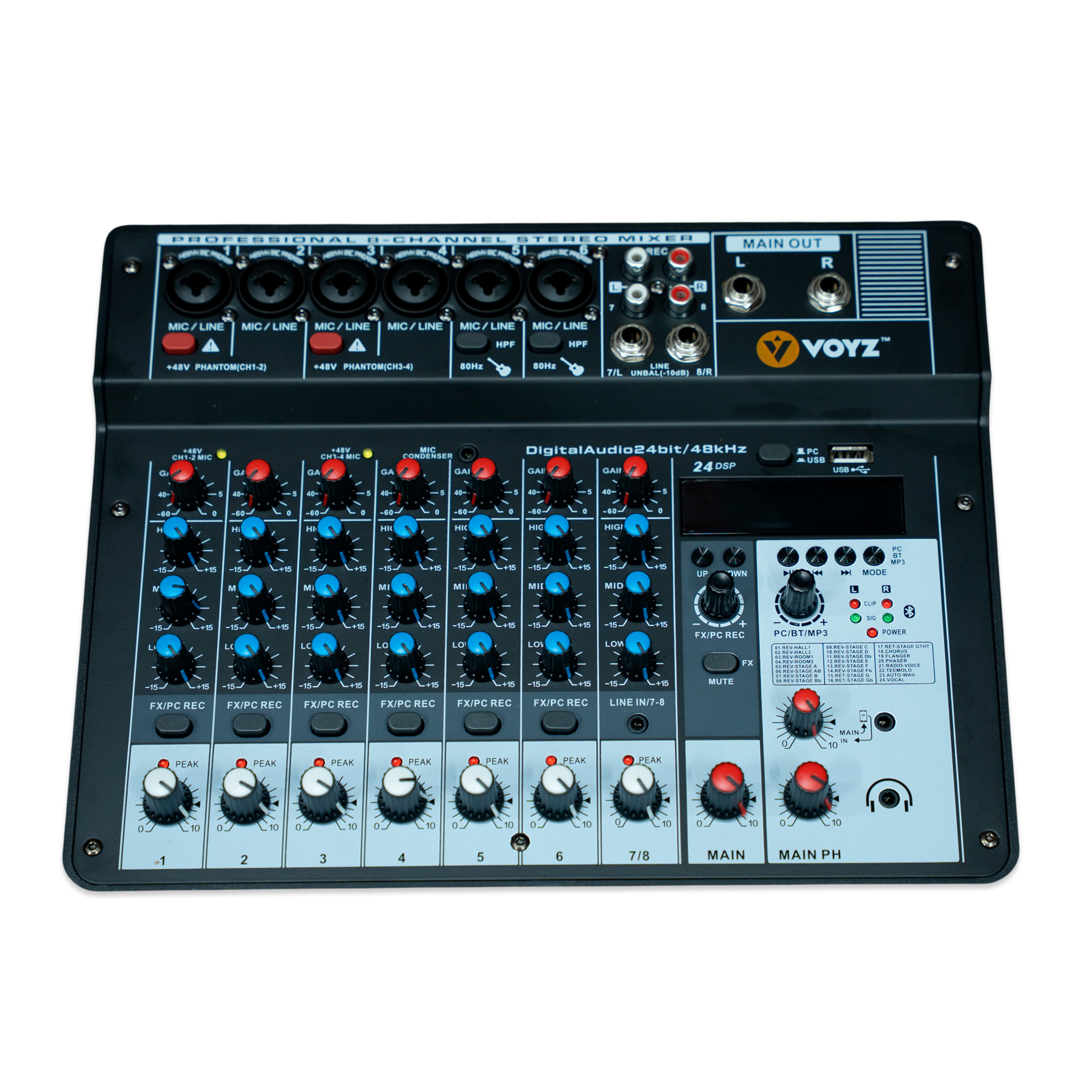 Consola Mezcladora de Audio de 8 Canales Voyz VZ-PRO8MC